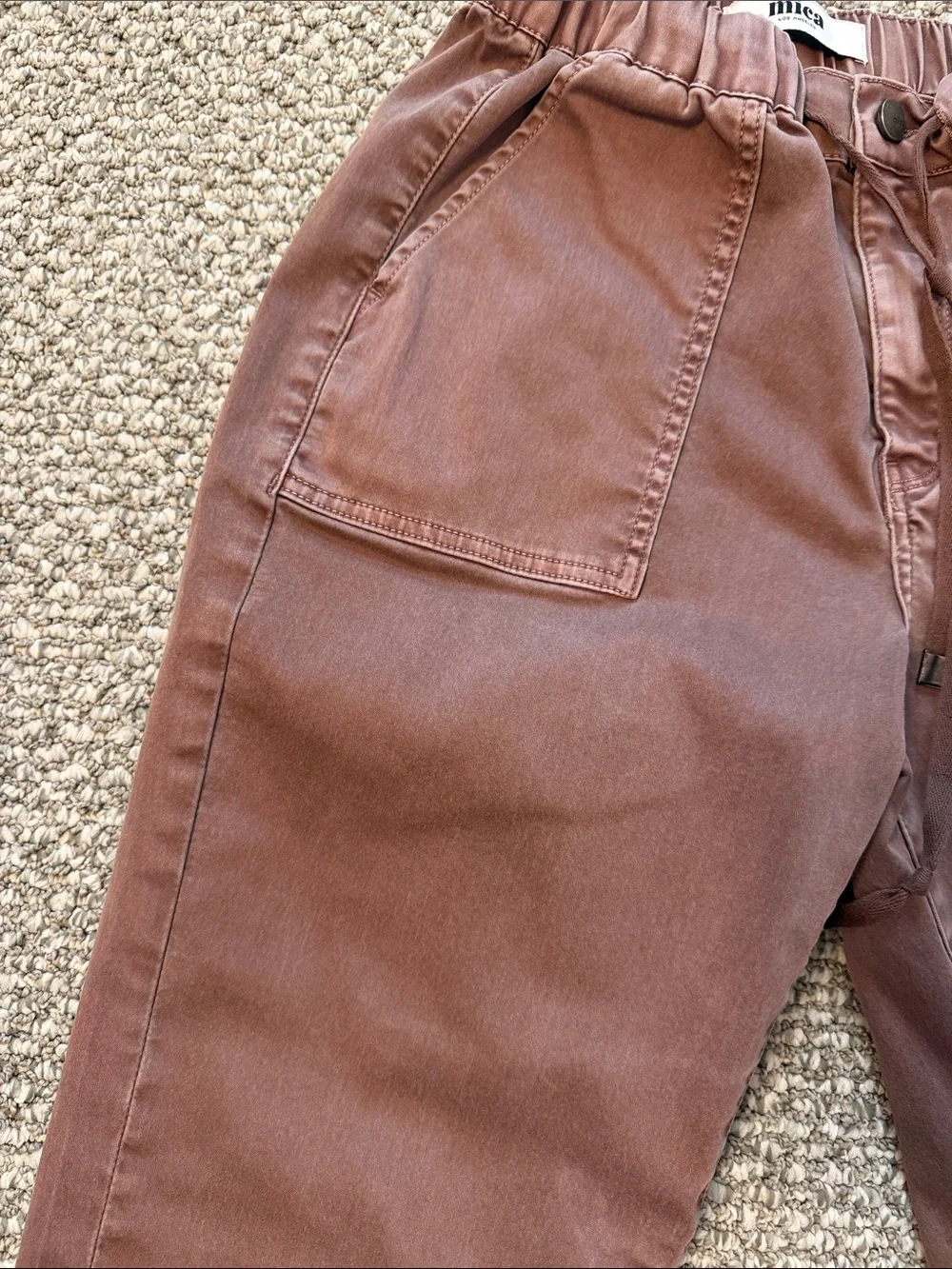 MIA Ankle Cropped Drawstring Joggers in Rust - Picture 3 of 5